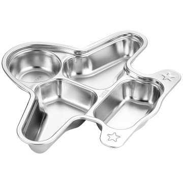 Maxcook Stainless Steel Dinner Plate with Spoon - Air Plane Design for Children and Household