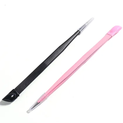 Durable Stainless Steel Nail Art Tweezers with Silicone Pressing Head for Manicure