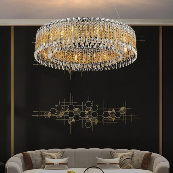 K9 crystal 3000k hotel round hang led chandelier