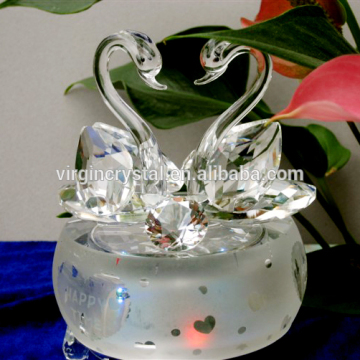 Romantic Whole Crystal Clear Crystal Swans Music Box For Wedding Favors