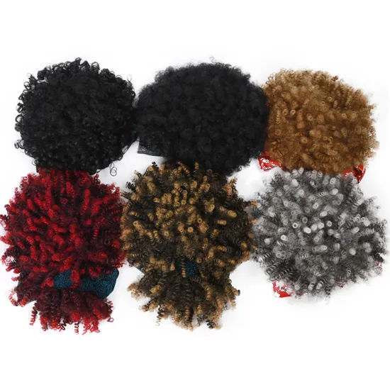 Wrap-wig 2 in 1 Short Kinky Curly Headband Updo Wig Turban Afro Puff Hairband Bun Drawstring Headwrap wig
