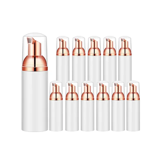 travel size little rose gold foaming pump bottles