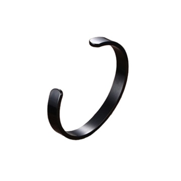 Custom Logo Latest Design Plain 8mm IP Black Stainless Steel Cuff Bangle for Couples