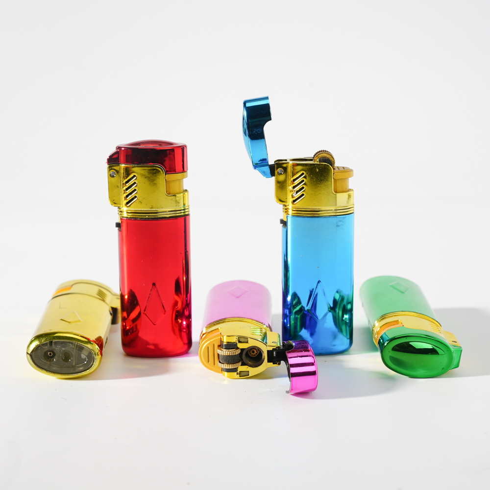 Jet Flame Flip-Top Flint Lighter with Electroplate cover