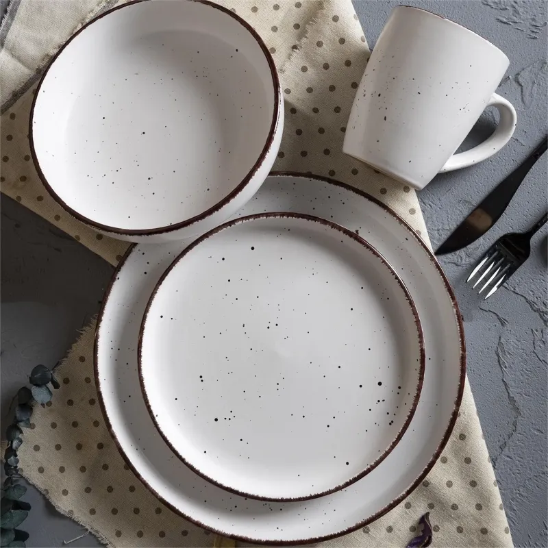 Eco-Friendly Multi-Color Glazed Stoneware Dinnerware Set