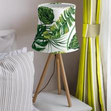 Green Pattern Tropical Palm Leaves Table Lamp Barrel Shape Lampshade Stretch Cloth Lamp Shades for Wall Art Deco Lampshell Cover