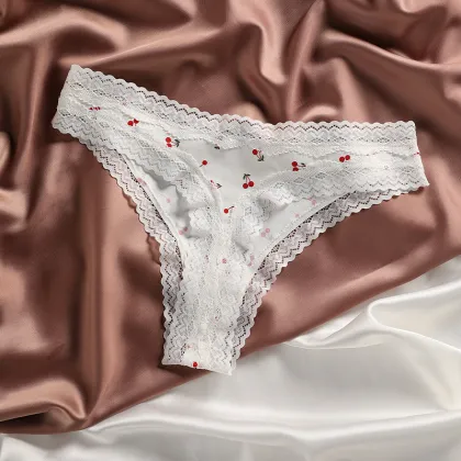 Cherry Blossom Lace Delight Thin Breathable Thong Panty