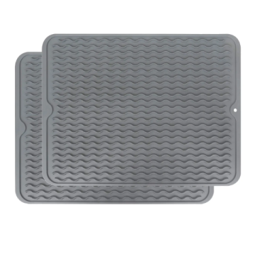 Dish Drying Mat: Silicone, Foldable, Hook Mounted, Easy to Clean