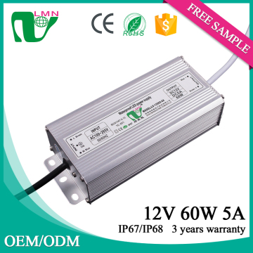Constant voltage DC 12V 24V 60W waterproof led driver