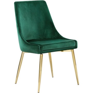 Gold Metal Leg Simple Design Velvet Upholstered Armless Chair