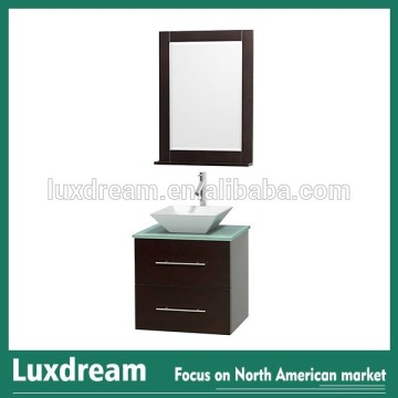 High grade glass top with diamond vessel wash sink bathroom vanity