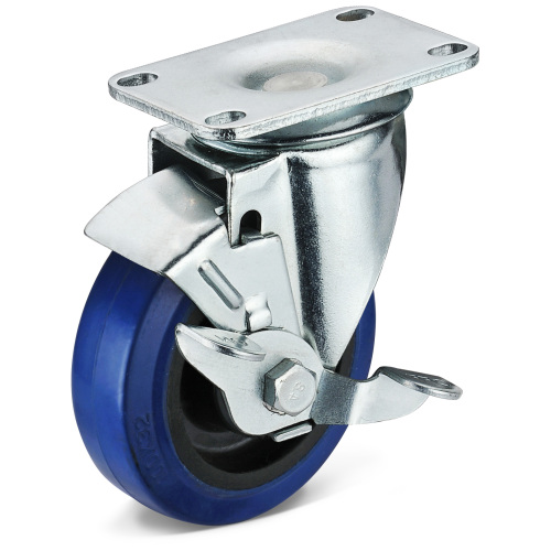 Flat Plate Swivel with Side Brake Rubber Caster