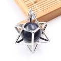 Eight Pointed Star Pendant Necklace 3D Geometry with Natural Stone For Men and Women