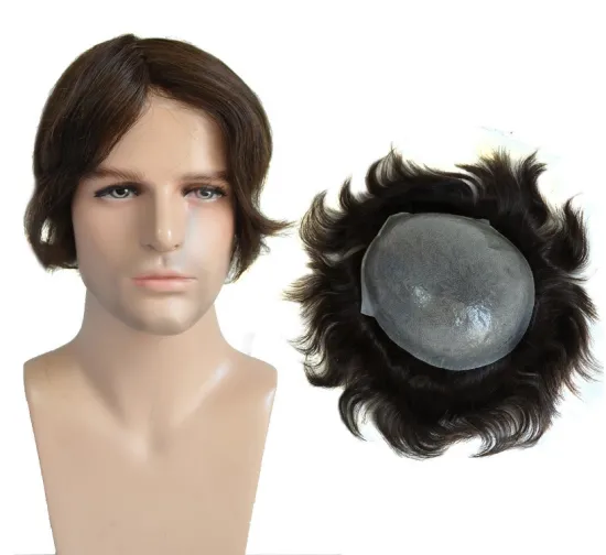 Wholesale Human Hair Toupee for Men Accept Customs Made Human Hair Toupee INDIAN Hair 1 Piece/pack 4-6 Inch Straight/curl 6inch