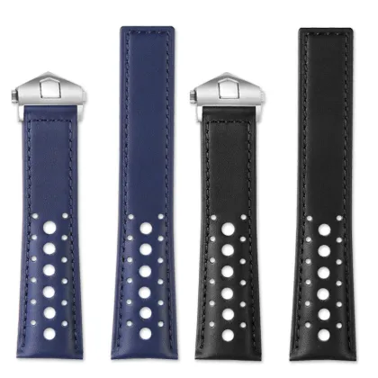 22mm Luxury Blue Calf Leather Watch Strap for Tag-Heuer