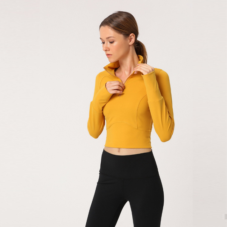 long sleeve yoga crop top hoodie  (5)