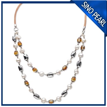 AA 4-5MM/9-10MM Freshwater Whte Long Pearl Necklace PN128