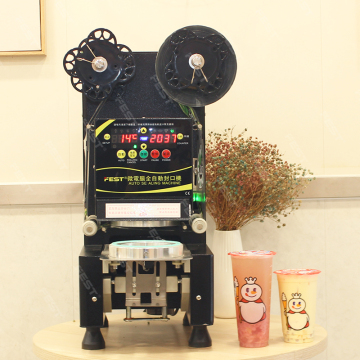 FEST Disposable Bubble Tea Cup Sealing Machine - Fully Automatic Paper Cup Sealer