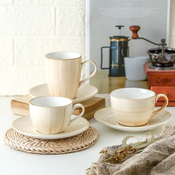 Custom Handpainted Ceramic Mug and Porcelain Tea Cup Set with Saucers for Turkish Coffee