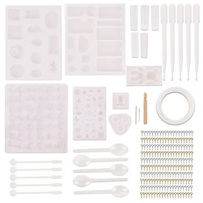Hot Sale 229Pcs DIY Crystal Epoxy Resin Mold Jewelry Set with Gold & Silver Drill Bits