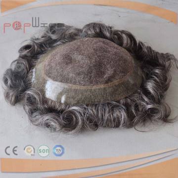 Full Handtied PU Border Grey Color Hair Piece