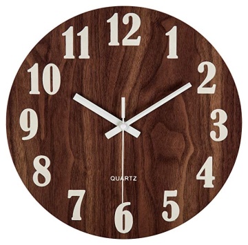 Vintage Wooden Wall Clock with Night Light for Kitchen or Office