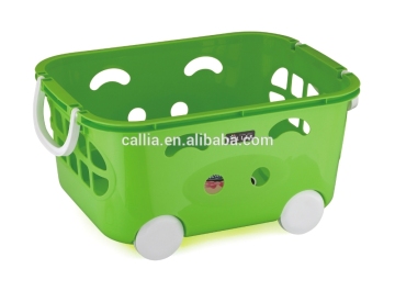 Hot Selling lovely Car plastic storage basket storage box with wheels