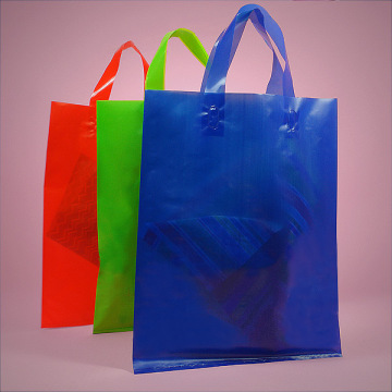 Recycled HDPE plastic bags for shopping with soft loop handle