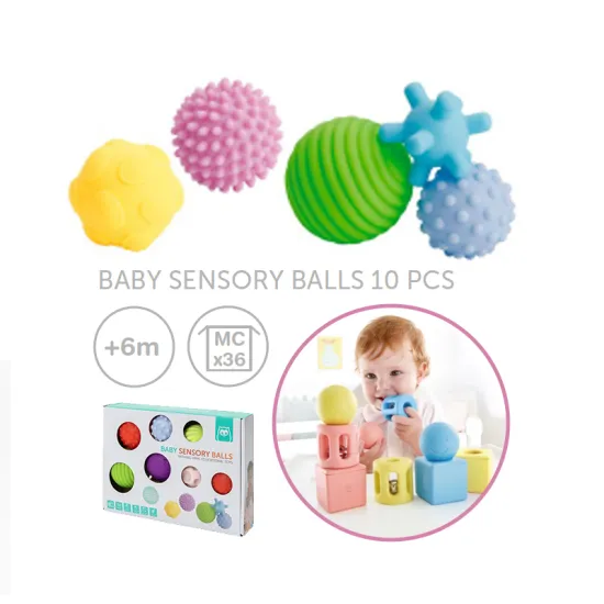 Hot Selling 10pcs Sensory Touch Silicone Textured Montessori Baby Ball Toys for Grasping and Tactile Play