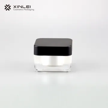30g Square acrylic cream bottle with black lid