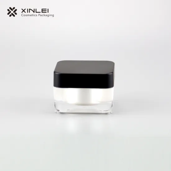30g Square acrylic cream bottle with black lid