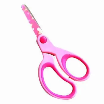 Soft grip student scissors with colorful printing blade