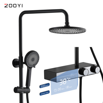 ZOOYI Matte Black Digital Shower Set with Shelf Function