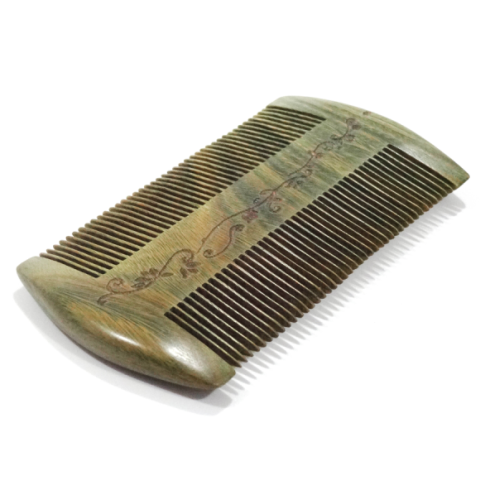 Green sandalwood double side beard comb