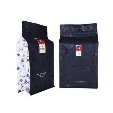 Sacos de café preto fosco reutilizáveis ​​de qualidade alimentar com impressão lateral personalizada