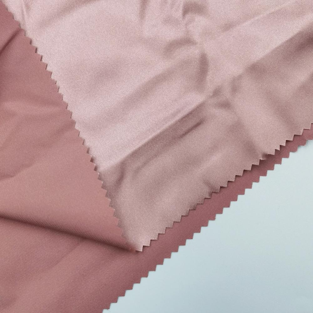Windproof Pink Polyester Woven Stretch Spandex Satin Fabrics