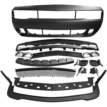 Front Full Bumper Cover with Grille & Lip for 2015-2023 Dodge Challenger SRT - Unpainted PP