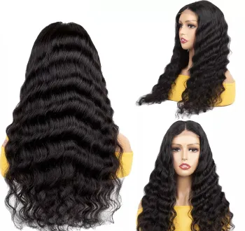 Cuticle Aligned Loose Wave Lace Closure Wigs Vendor, Cheap 10a Peruvian Curly Human Hair HD 4x4 Lace Front Wig For Women