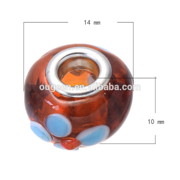 Good quality handmade diy big hole Murano glass beautiful flower lampwork beads