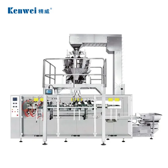 Double Inlet Horizontal Packaging and Weighing Machine for Jelly Candy with Working Platform