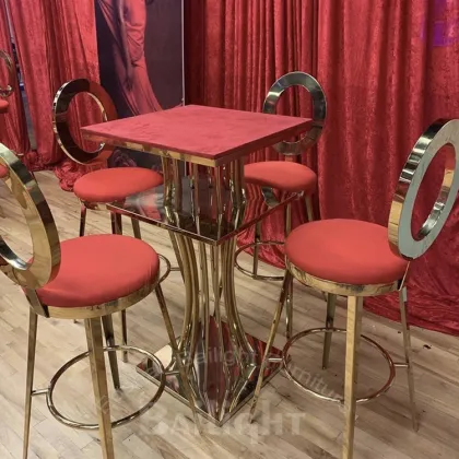 Stainless Steel Frame Glass Top Bar Table Sets