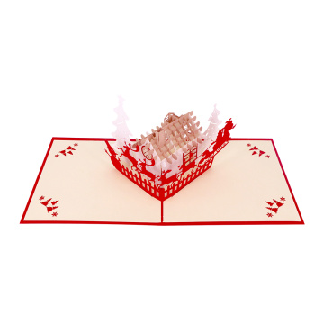 کارت پاپ آپ کریسمس سانتا کابین سه بعدی