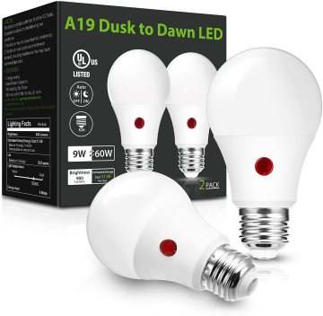 LOHAS 9W Dusk to Dawn LED Light Bulb - Daylight 5000K Auto On/Off