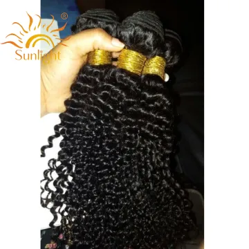 Sunlight 12a grade virgin human hair blend bundles kinky curly kinky straight frontal lace closure