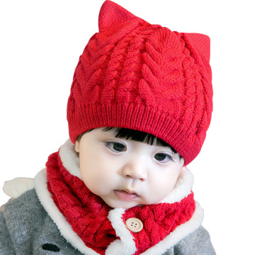 New Fashion Infant Boys and Girls Neck Warmer, Winter Baby Hat and Scarf Set with Crochet Knitted Caps