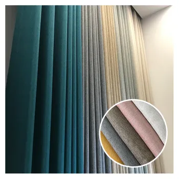 China Suppliers Ready-Made Faux Linen 100% Polyester Blackout Curtain with Track