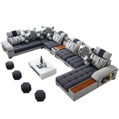 Modern Luxury Latex U Shaped Sectional Corner Sofa Designs