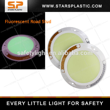 Round Fluorescent Reflective Road stud,self-luminous led plastic road stud