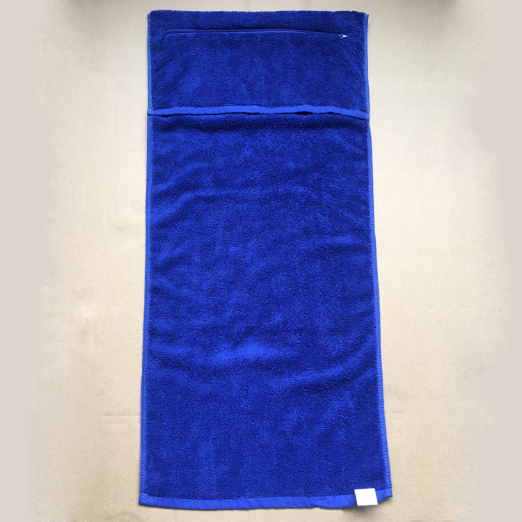 Personalized embroidered cotton gym towel with zipper pocket