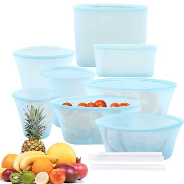Silicone Reusable Zip Shut Leakproof Food Storage Bags - Fresh Wrap Containers